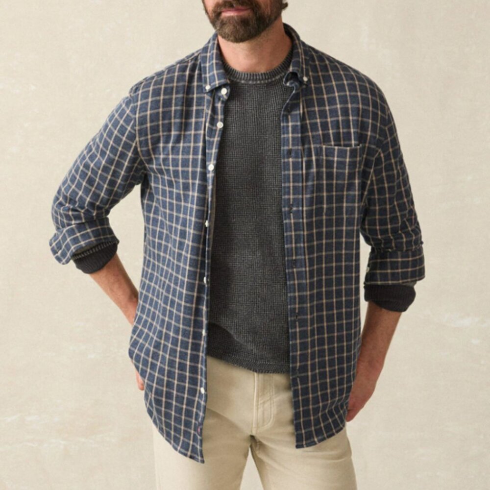NWT Faherty Coastline Knit Button-down Shirt, Large